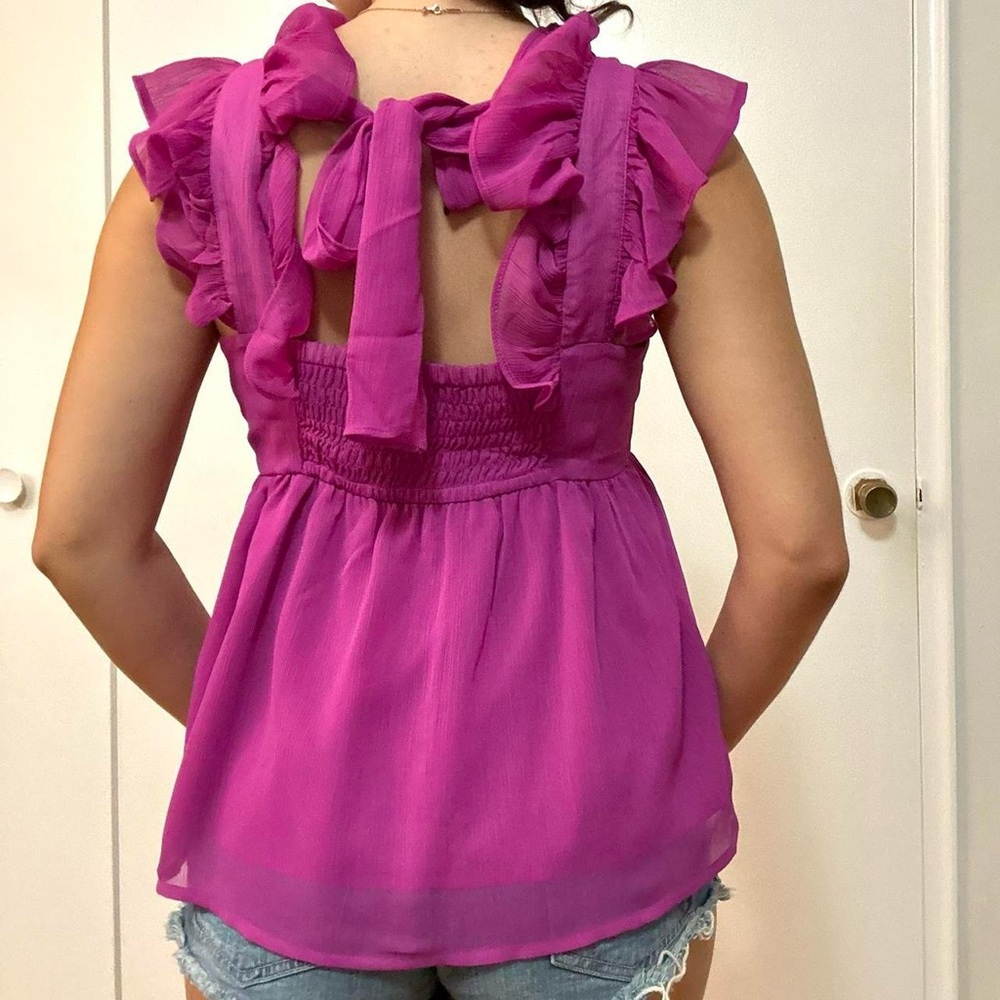 Banana Republic Pink Ruffle Top Size Small - Picture 2 of 7